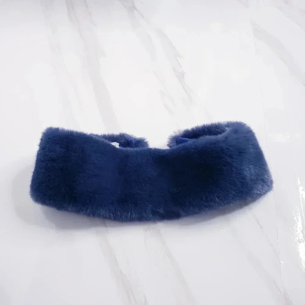 Chico's Faux-Fur Headband Navy Blue Cold Weather Luxe Cozy Soft One Size
